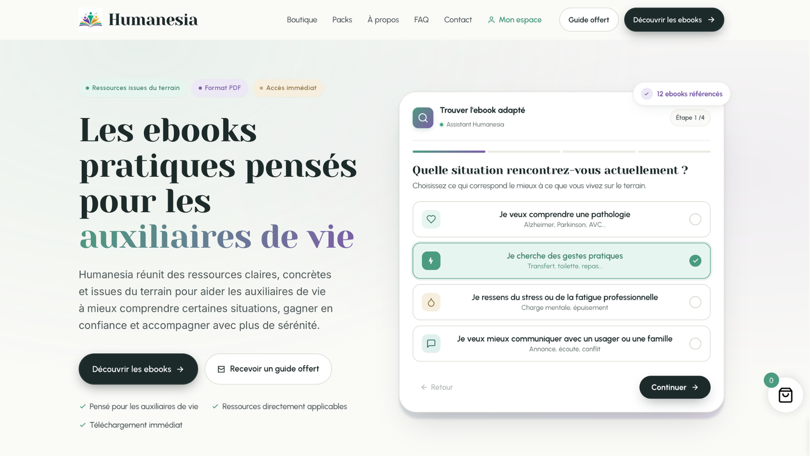 Aperéu du site e-commerce Humanesia