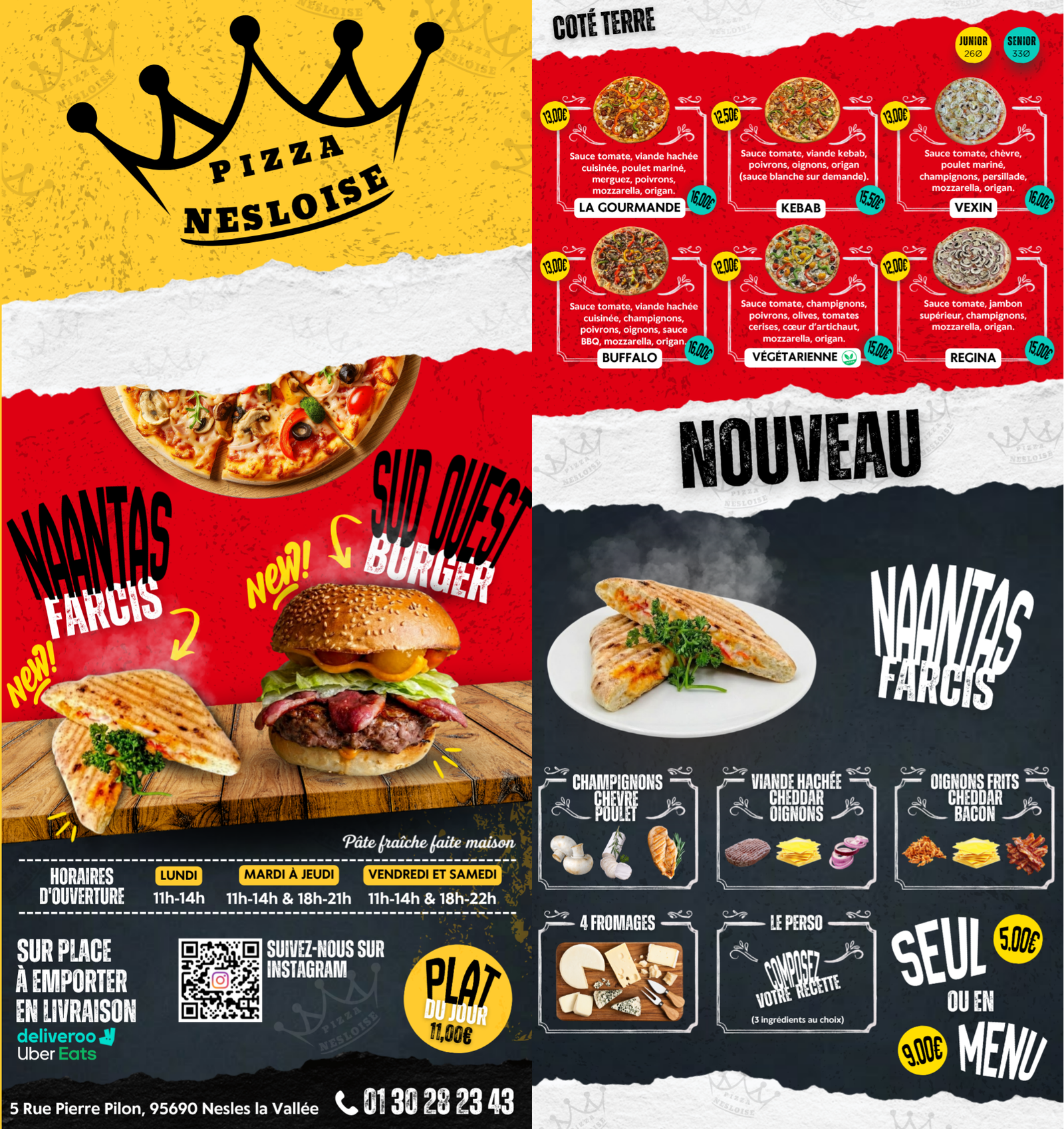 Menu Pizza Nesloise — identité visuelle et support imprimé